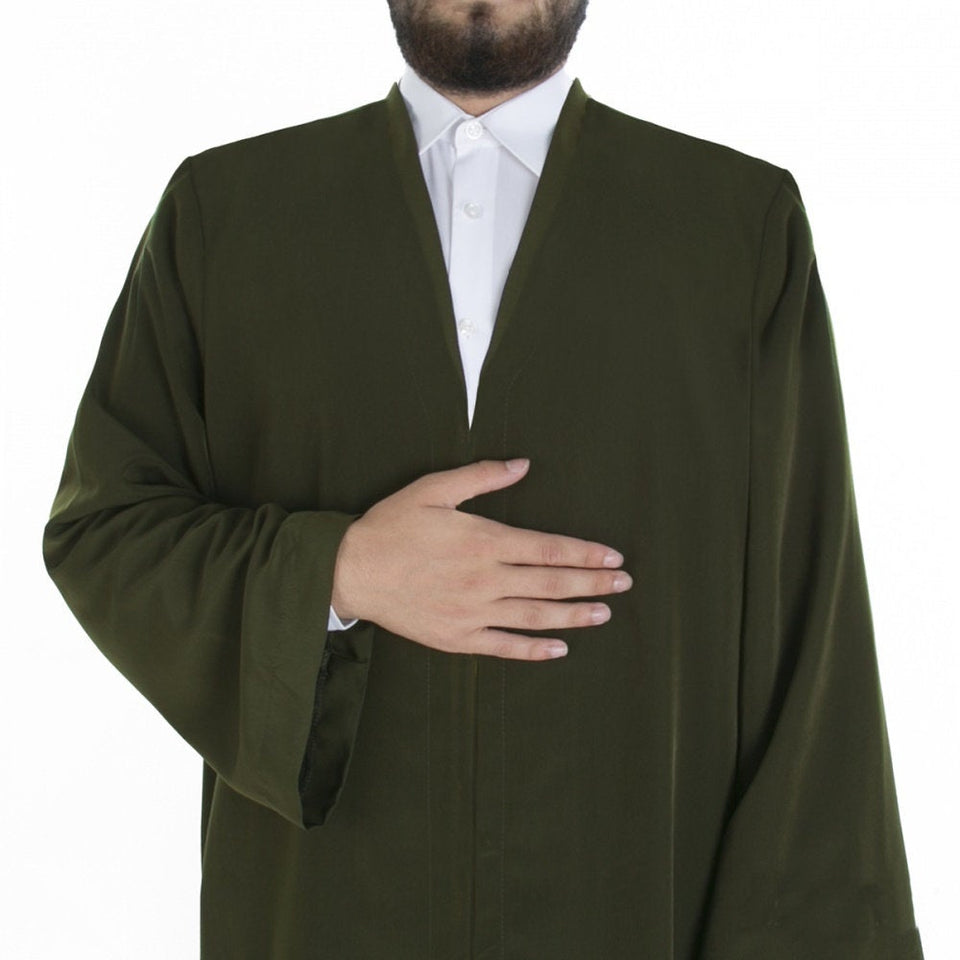S M L XL Olive Green Men's Jilbab with Bias, Islamic Bazaar, Islamic Clothing Dishdash, Abaya Kurta Jubba