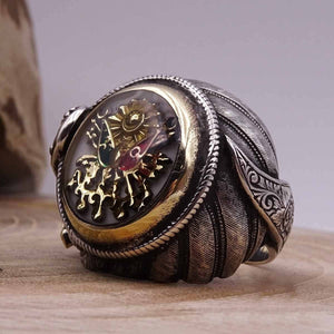 Ottoman Coat of Arms Silver Ring, 925 Sterling Silver Mens Ring, Mens Ottoman Ring, Signet Ring, Sultans Collection Unique Ring