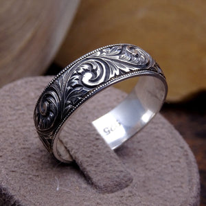 Рачно изработено оригинално пенкало дело сребрен прстен, обичен венчален прстен, чинија за венчални прстени за него - 7-та сребрена годишнина - подарок за венчавки - носач на прстен