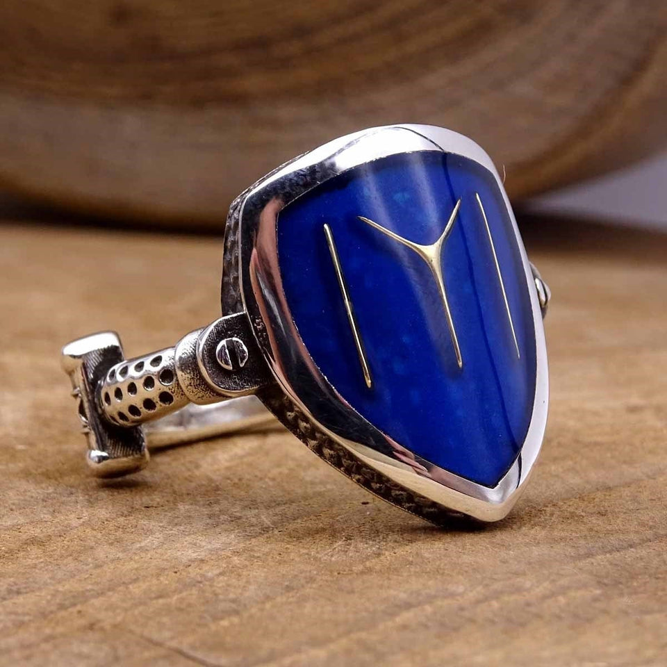 Dirilis Ertugrul Shield Silver Ring, 925 Sterling Silver Mens Ring, Mens Signet Ring, Authentic Rings, Ottoman Kayi Tribe Ring