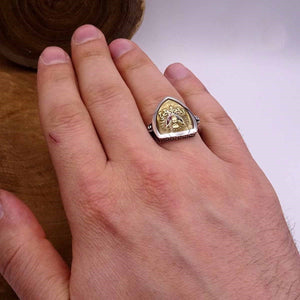Ottoman Empire Shield Silver Ring, 925 Sterling Silver Mens Ring, Mens Signet Ring, Warrior Rings, osmanniske våbenskjold