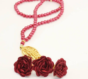 Claret Red Misbahas, prayer beads with rose, Handmade Prayer Beads 99 Misbaha, Masbaha, Tasbeeh, 6mm beads, Tasbeeh with Rose, TSTR