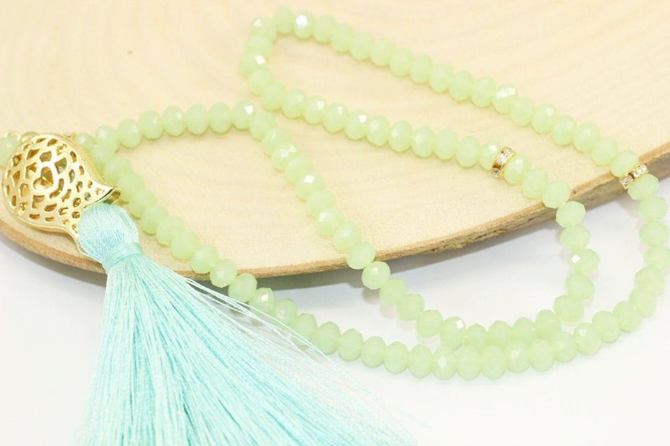 Mint Green Misbahas, crystal prayer beads, Handmade Prayer Beads 99 Misbaha, Masbaha, 99 beads Tasbeeh, 6mm beads, Crystal Tasbeeh, TMCB