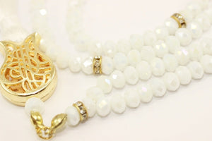White Misbahas, beads na beads, beads Sallar Beads 99 Misbaha, Masbaha, beads Tasbeeh, 99mm beads, Crystal Tasbeeh, TMCB