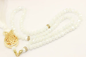 White Misbahas, crystal prayer beads, Handmade Prayer Beads 99 Misbaha, Masbaha, 99 beads Tasbeeh, 6mm beads, Crystal Tasbeeh, TMCB