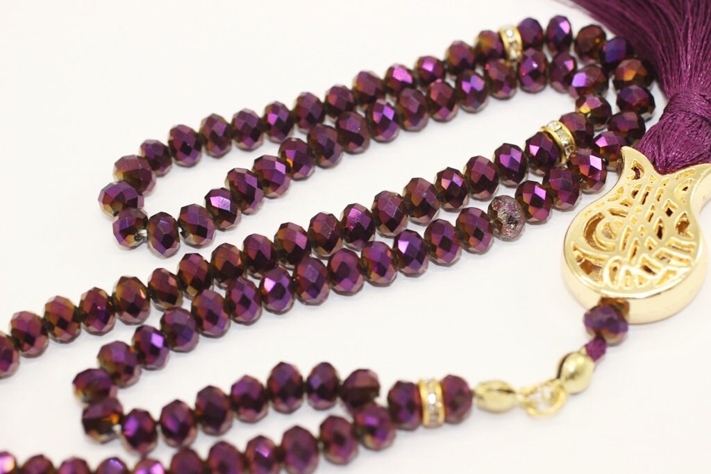 Shiny Purple Misbahas, crystal prayer beads, Handmade Prayer Beads 99 Misbaha, Masbaha, 99 beads Tasbeeh, 6mm beads, Crystal Tasbeeh, TMCB