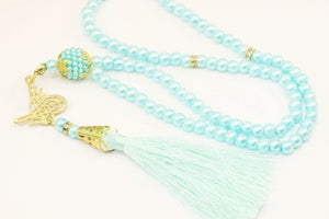 Mint Green Misbahas, prayer beads with letter, Islamic Prayer Beads 99 Misbaha, Masbaha, Tasbih, 6mm beads, Tasbeeh with Letter, TSSI