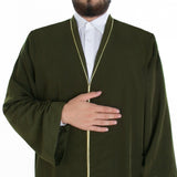 S M L XL Olive Green Men's Jilbab with Bias, Islamic Bazaar, Islamic Clothing Dishdash, Abaya Kurta Jubba