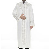 Silver Architect Sinan XS, S, M, L, XL  Embroidered Cream Jubbah, Islamic Mens Wear, Bordured Thobe, Galabiyya, Long Kurta, Cubbe - islamicbazaar