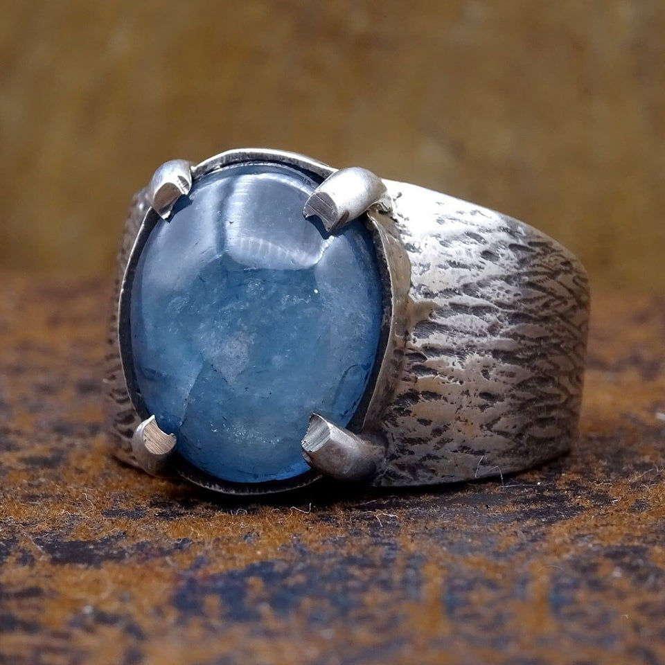 Pravi Aquamarine prsten / Srebrni Aquamarine prsten / Prsten od dragog kamenja