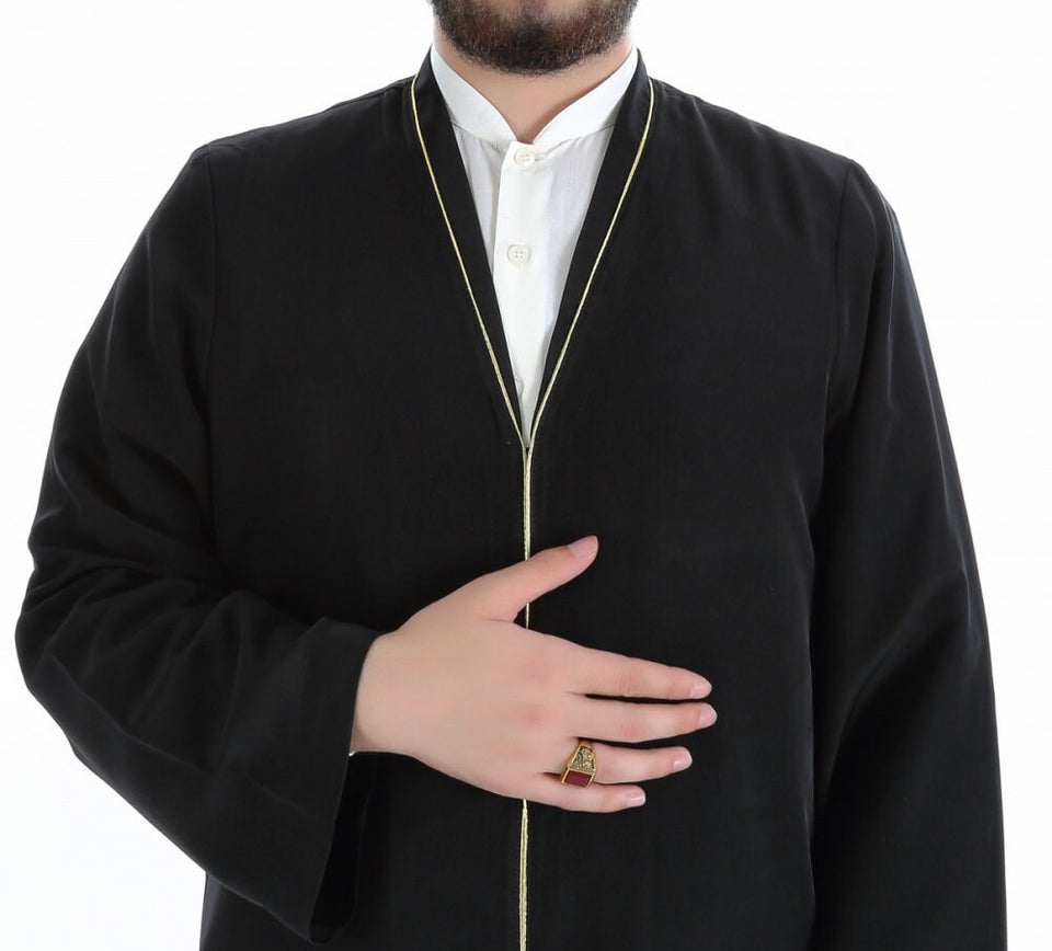 S, M, L, XL, XXL Black Cubbe with Bias Mens Wear, Thobe Galabiyya, Jubbah, islamic wear, Jellabiya, Disdash, Robe, Kurtah, Sunnah, Ramadan