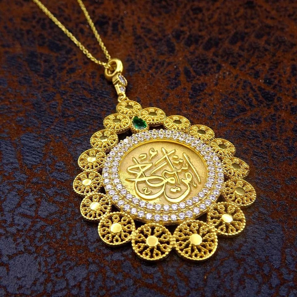 Handmade Gold Plated Ottoman Calligraphy Necklace, Silver Necklace, Personalized Name Jewelry, Custom Jewelry