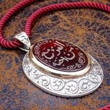 Collar de ágata, collar de caligrafía otomana hecha a mano, collar de plata, joyería personalizada con nombre, joyería personalizada, regalo para ella, nombre encanto