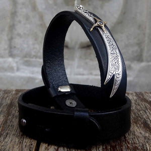Handgefertigtes Zulfiqar-Armband aus 925er Sterlingsilber, Herrenarmband aus echtem Leder, osmanischer Kalligraphie-Schmuck