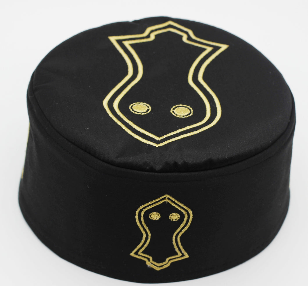Black Nalain Kufi, Prayer Hat Takke, Men Kufi, Sunnah Wear, Muslims Hat, Taqiyah, embroidered prayer hat, Mens Cap, Standard Kufi, FTTH