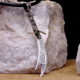 Choose Your Color Handmade 925 Sterling Silver Zulfiqar Necklace, Matte Black, Blue / Gold / Silver Sword Necklace