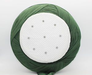 Handmade White&Green Sarik, imamah with 9 hole, Kufi Cap, Muslim Men's Hat Cap, Skullcap, with 8 meter turban, Islamic Hat, Muslim hat, kofi