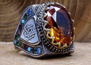 Исклучителен сребрен прстен со рачно изработена пенкало Вграден господар занает, Сребрен прстен од сребро, прстен за изјава за мажи, сребрен прстен, рачно изработен прстен