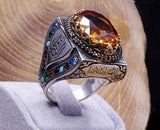 Исклучителен сребрен прстен со рачно изработена пенкало Вграден господар занает, Сребрен прстен од сребро, прстен за изјава за мажи, сребрен прстен, рачно изработен прстен