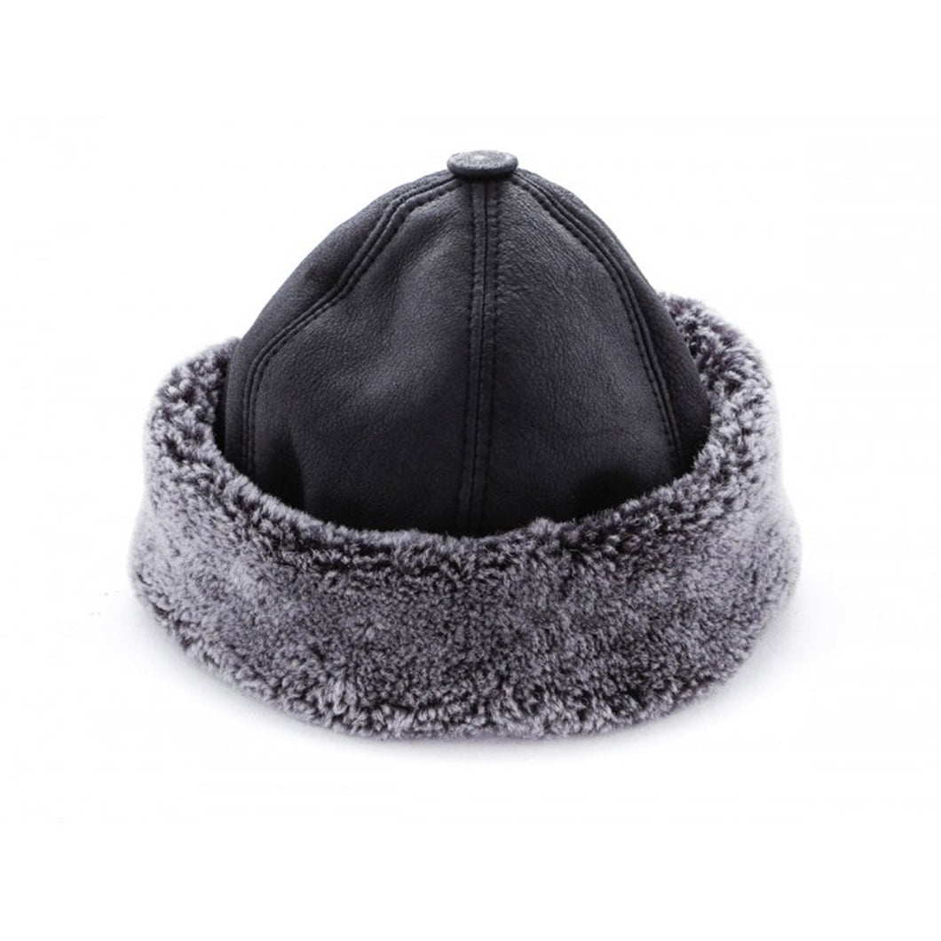 Gray Winter hat, Head warmer, Furry Hat, Leather hat, warm hat, Grey Color Curly Furry Inside Furry Outdoor Leather Hat - islamicbazaar