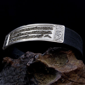 Ayat al Kursi geschrieben handgemachtes 925 Sterling Vintage Armband, echtes Leder Unisex Armband, Kalligraphie Schmuck