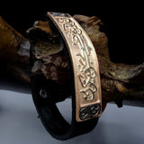 Kun Fayakoon engraved Rose Gold Plated 925 Silver Bracelet, Custom Engraved Bracelet, Custom Unisex Leather Bracelet