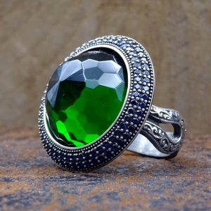 हस्तनिर्मित 925 स्टर्लिंग चांदी की अंगूठी / अंगूठी महिलाओं के लिए / Faceted कट अर्ध कीमती पत्थर की अंगूठी / उसके लिए उपहार / महिला की अंगूठी