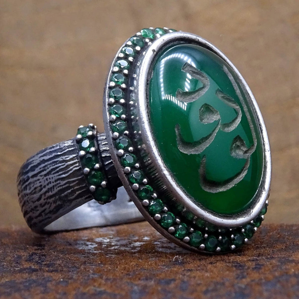 कस्टम नाम उत्कीर्ण स्टर्लिंग चांदी की अंगूठी फ़िरोज़ा पत्थरों के साथ, महिला अंगूठी / रत्न की अंगूठी / व्यक्तिगत अंगूठी / सिग्नेट इस्लाम की अंगूठी