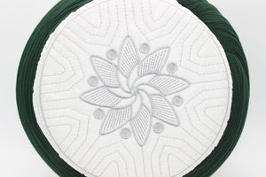 Handmade White&Green Sarik, White Embroidered Flower imamah, Sunnah Wear, muslim hat, Muslim cap, Islamic gift, koofi, Prayer Hat,