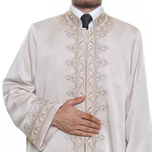 Lux Cream Tawheed Muslim Long Kurta S، M، L، XL Mens Islam Wear، Cubbe، Thobe، Jubbah، Season New - islamicbazaar