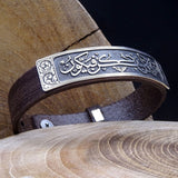 Kun Fayakoon engraved 925 Silver Bracelet, Custom Engraved Bracelet, Personalized Leather Bracelet, Custom Unisex Leather Bracelet