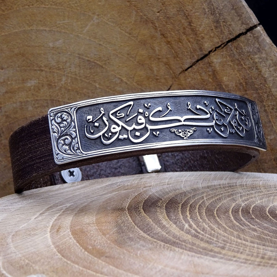 Kun Fayakoon engraved 925 Silver Bracelet, Custom Engraved Bracelet, Personalized Leather Bracelet, Custom Unisex Leather Bracelet