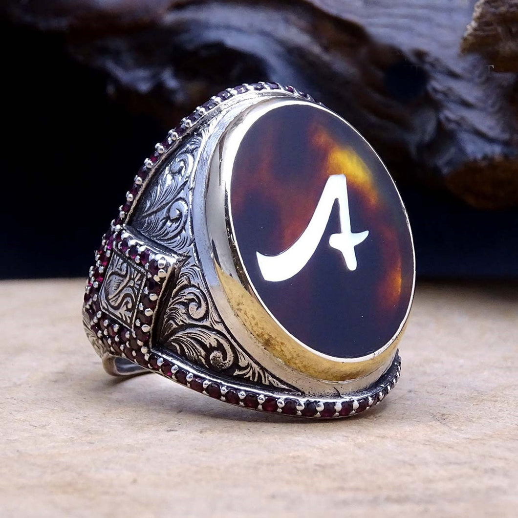Handmade Mother of Pearl Inlay Ring, Ottoman Art Silver Ring / Sterling Silver Ring / Gift for Him / Custom Ring / Personalized Jewelry