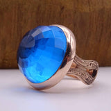 Sphere Shaped Zirconia Sterling Silver Ring / Колго жасалган аялдар шакек / Мөөр шакек / Gemstone Ring / Her / Diamond Cut Ring