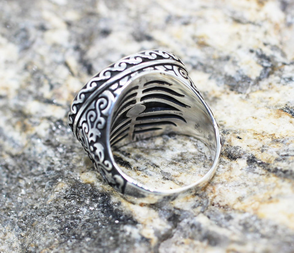 Handmade Turkish Flag Silver Ring - 925 Sterling Silver Symbolic Ring - Mens stamp ring - Turkish Jewelry - Malcolm X Ring