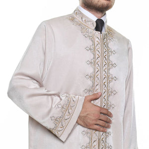 Lux Cream Tawheed Muslim Long Kurta S، M، L، XL Mens Islam Wear، Cubbe، Thobe، Jubbah، Season New - islamicbazaar