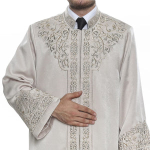 Lux Cream Ottoman Ghazi S, M, L, XL  Embroidered Cream Jubbah, Islamic Mens Wear, Bordured Thobe, Galabiyya, Long Kurta, Cubbe