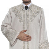 Lux Cream Ottoman Ghazi S, M, L, XL Embroidered Cream Jubbah, Islamic Mens Wear, Bordured Thobe, Galabiyya, Long Kurta, Cubbe