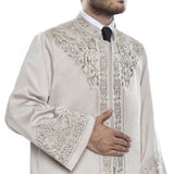 Lux Cream Ottoman Ghazi S, M, L, XL  Embroidered Cream Jubbah, Islamic Mens Wear, Bordured Thobe, Galabiyya, Long Kurta, Cubbe