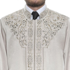 Lux Cream Ottoman Ghazi S, M, L, XL  Embroidered Cream Jubbah, Islamic Mens Wear, Bordured Thobe, Galabiyya, Long Kurta, Cubbe