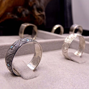 7 mm håndlavet original penværk sølvring, Turqioise stenet gifteringsring, vielsesringskål til ham - sølv bryllupsgave