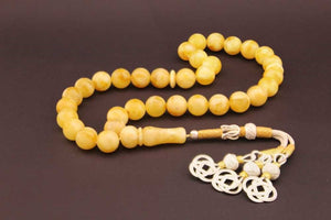 12 mm Silver Tassel Tunay na Amber Tasbih, 33 Beads Tasbeeh, Muslim Prayer Beads, Misbaha, Rosary, Tesbih - islamicbazaar