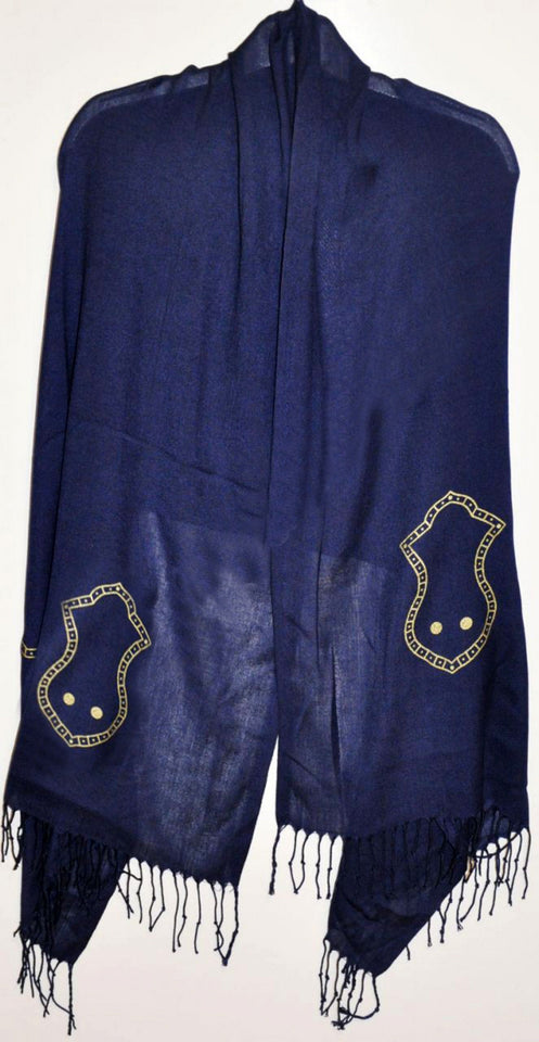 Royal Blue Hijab with Nalain Shareef, Muslim Headcover, Wrapping Turban Cloth, Colorful Shawl, Head Scarf, Habaib Style Scarf - islamicbazaar