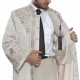 Lux Cream Ottoman Ghazi S, M, L, XL  Embroidered Cream Jubbah, Islamic Mens Wear, Bordured Thobe, Galabiyya, Long Kurta, Cubbe