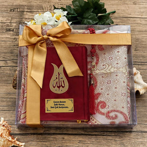 Специјални за кутија за подароци во Рамазан, Бордо Сеџах, Молит за молитва, Куранќ Карем и Тасбех со рози, исламски подарок, муслимански подарок