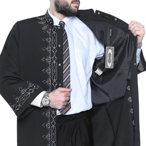 ثوب التوحيد الأسود المسلم الطويل كورتا S ملابس إسلامية للرجال ، ثوب بورد ، جلابية ، جبة