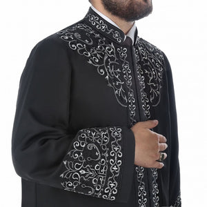 Architetto nero Sinan Muslim Long Kurta S, M, L Abbigliamento uomo islamico, Bordato Thobe, Galabiyya, Jubbah
