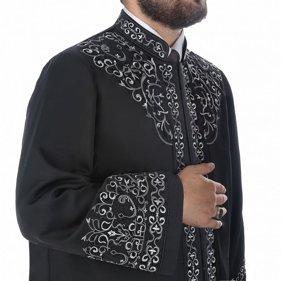 Black Architect Sinan Muslim Long Kurta  S, M, L Islamic Mens Wear, Bordured Thobe, Galabiyya, Jubbah