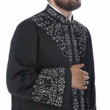 Black Architect Sinan Muslim Long Kurta  S, M, L Islamic Mens Wear, Bordured Thobe, Galabiyya, Jubbah