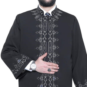 ثوب التوحيد الأسود المسلم الطويل كورتا S ملابس إسلامية للرجال ، ثوب بورد ، جلابية ، جبة